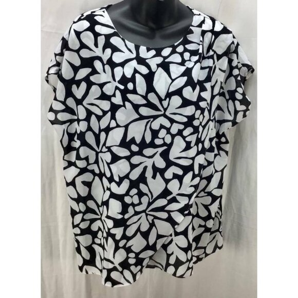 Liz Claiborne Top XL Extra Large Black White Women - Picture 1 of 4